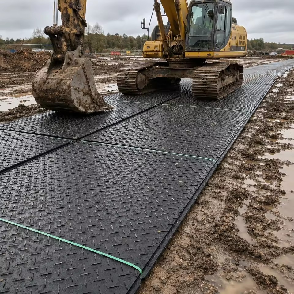 Textured HDPE Composite Track Mats for Oilfield Rig Sites 15mm Thick HDPE Temporary Road Mats