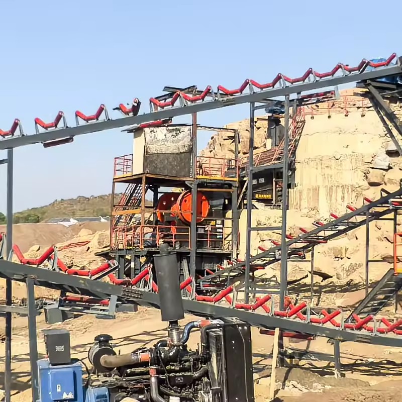 Jaw Crusher Stone Crushing Production Line AC Motor Gear Max 120t/h Capacity Low Energy Consumption Stable Operation