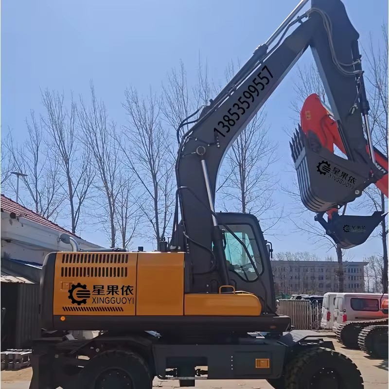 DX Series DX150W-C Heavy Duty 360 4x4 Wheel Excavator with Cummins Engine High Digging Power for Mining Rock Breaking