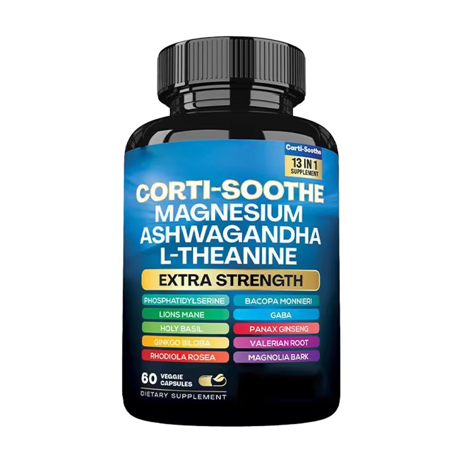 Stock Magnesium Complex 200mg Vegan Triple Magnesium Glycinate Malate Citrate Ashwagandha L-Theanine Multivitamin Sleep Support