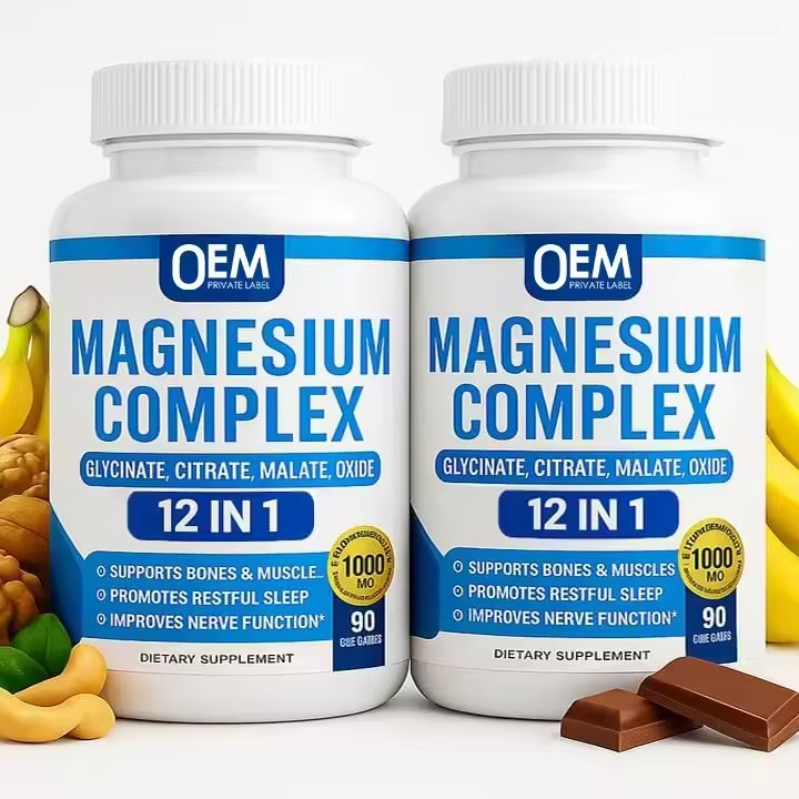 OEM ODM Magnesium Complex Supplement Energy Support Citrate Malate Taurate Chelated Magnesium Glycinate Gummies 60 Count Food