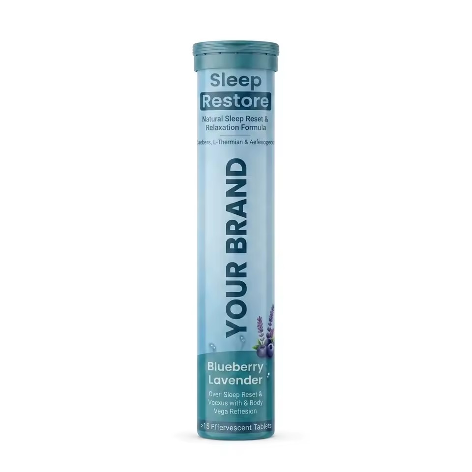 OEM Sleep Support Effervescent Tablets for Adults Sugar Free Relaxation Sleep Quality Support Blueberry Lavender Flavor Immune