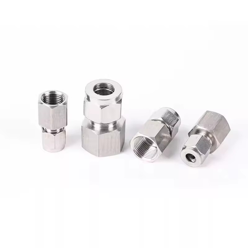 Stainless Steel 304 1/4" 1/2" 3/8" BSP Female Thread Straight Instrumentation Double Ferrule Compression Tube Fitting High