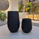 Factory Supplies:Black Fiber Clay Pots with Smooth Vertical Lines