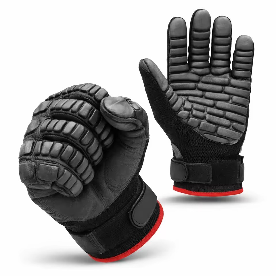 Industrial Functional Waterproof Gloves Stretch Nylon PU Gel EVA Foam Shock-Absorbing Palm Adjustable Impact-Resistant