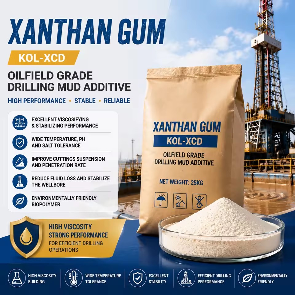 Oilfield Xanthan Gum High Viscosity Mud Additive Salt/Temp Resistant API13500 Biopolymer CAS 11138-66-2