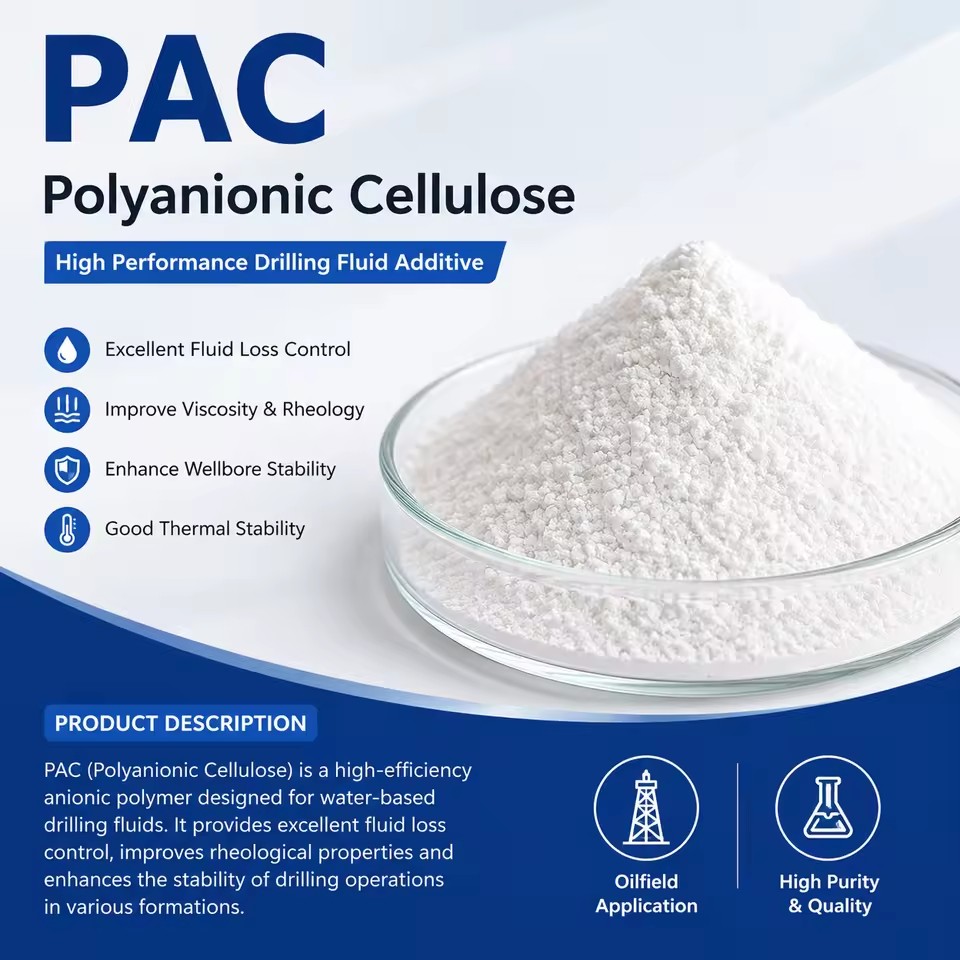 PAC Polyanionic Cellulose High Efficiency Viscosifier and Fluid Loss Reducer for Oilfield Drilling Mud Rheology Control