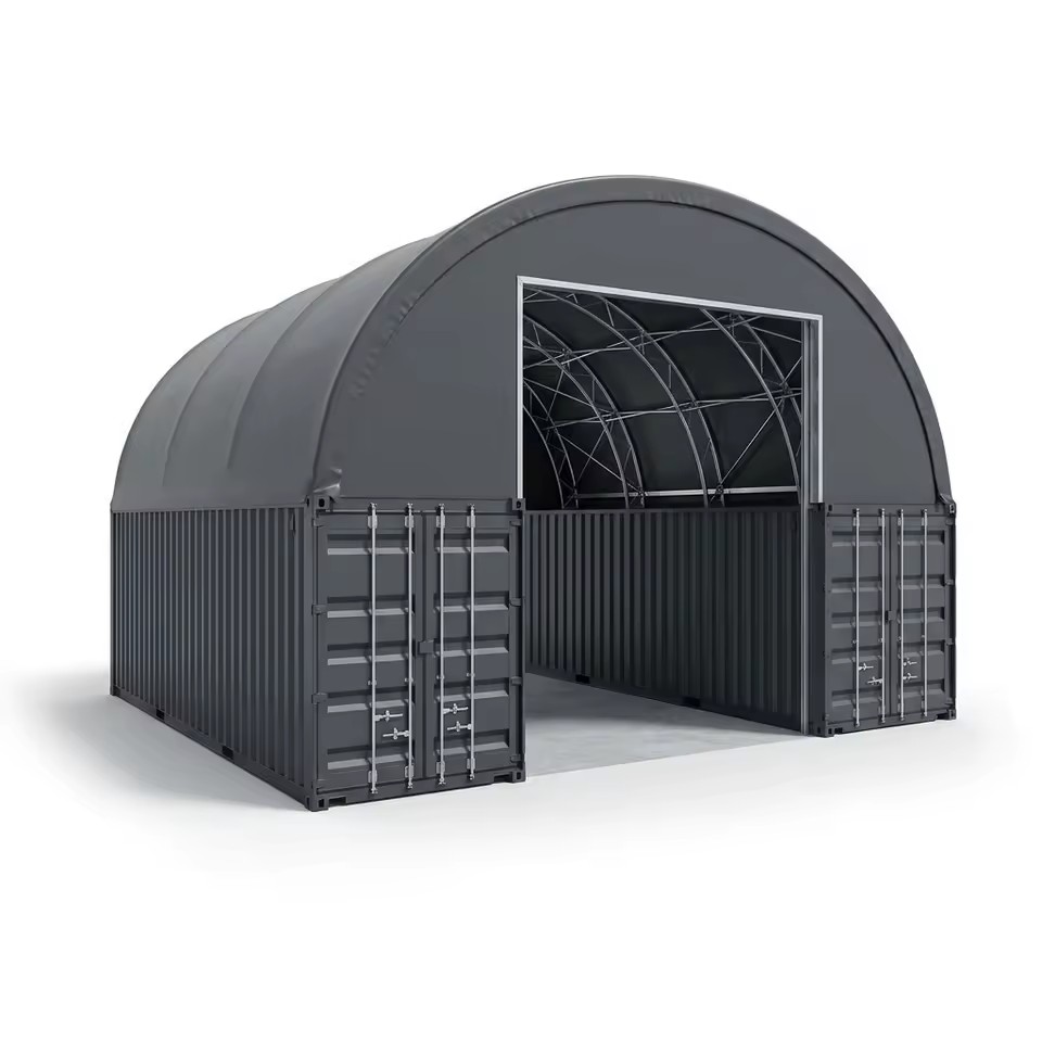 Heavy Duty Waterproof 850gsm-1100gsm PVC Hot-dip Galvanized Steel Hoop Container Canopy for Warehouse Port Logistics Cargo