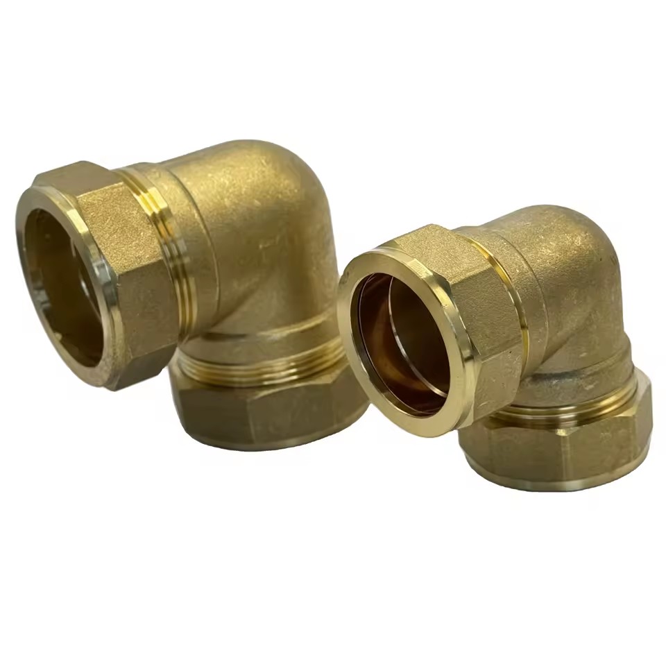 Brass Copper 15mm 22mm 28mm 35mm 42mm 54mm Equal Quick Connector Compression Coupling 90 Elbow Pipe Fitting