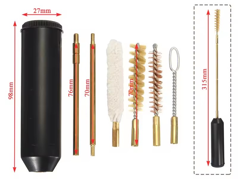 2026 Hot Selling Portable 6X Security Gun Cleaning Kit with Brass Rods and Brushes in Compact Tube for Gun Maintenance