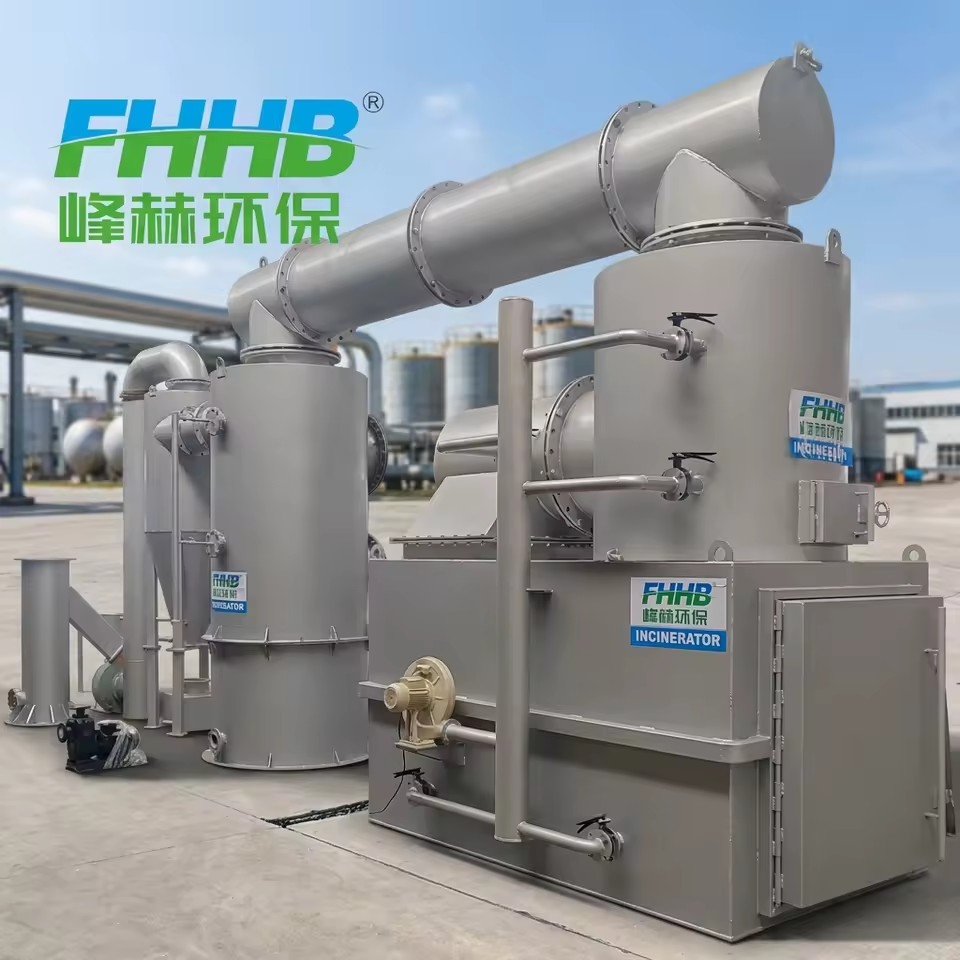 FHHB Daily Processing of 5-10 Tons of Waste Incinerator, Equipped with Flue Gas Scrubber and Dust Collector