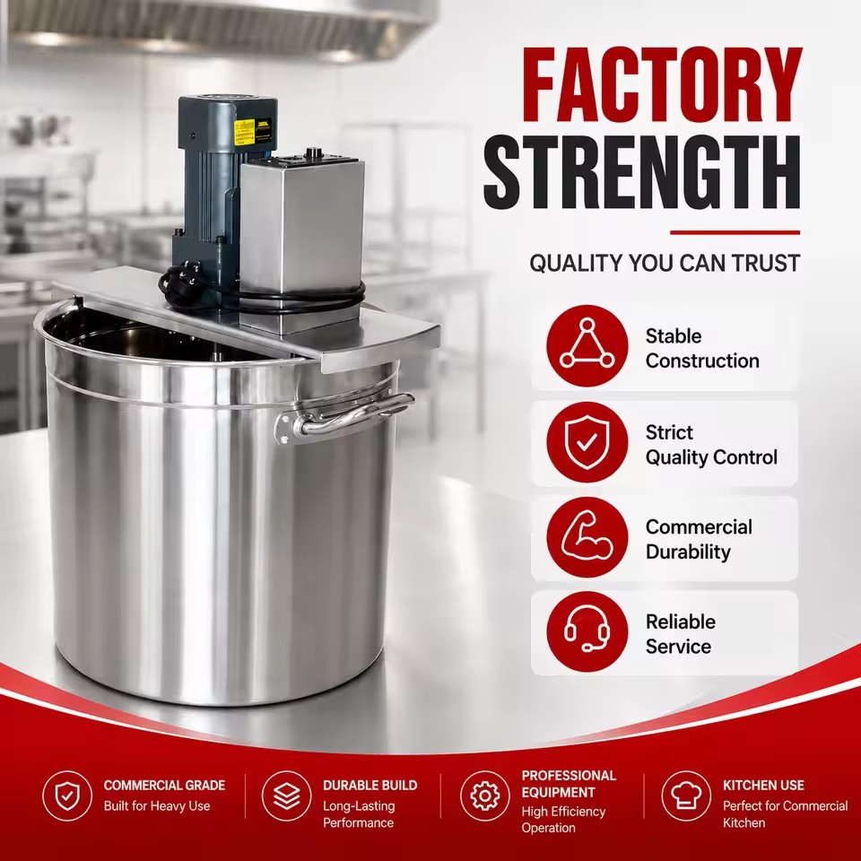 Restaurant Cooking Pot With Mixer for Soup Stock Broth Heavy Duty Stainless Steel Food Boiler