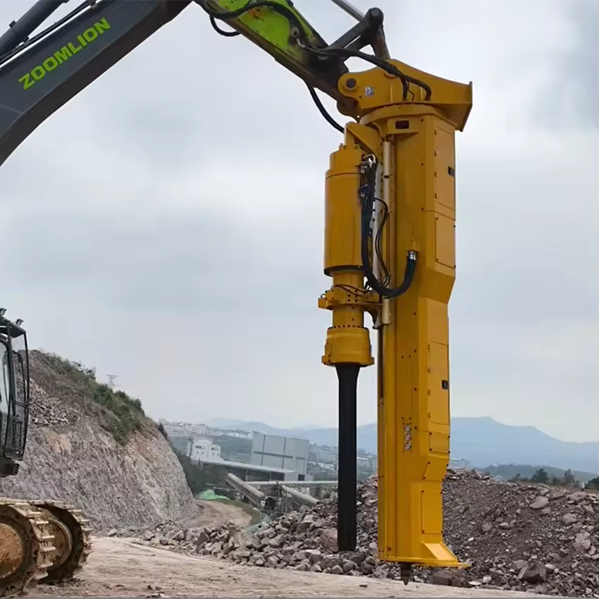 Excavator Rock Drill Attachment-Integrated Rock Drill and Splitter