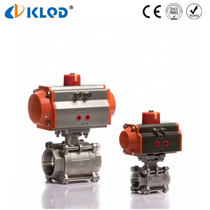 Q611F-16P DN25 Pneumatic Three Piece Ball Valve SS304 Female Thread High Temperature Water Control OEM