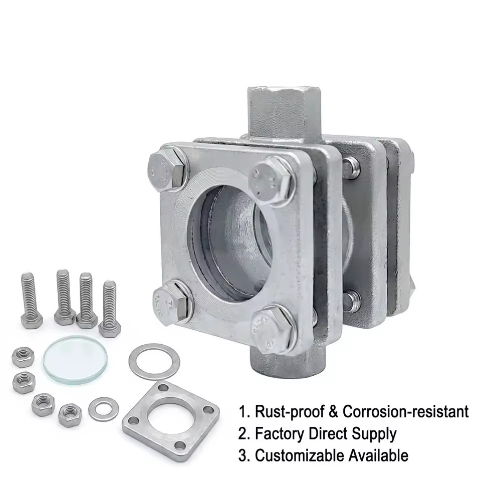 Petrochemical 304 Stainless Steel Female Thread 6.4MPa High Pressure Straight-through Sight Glass Process Monitoring