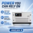Three Fuel NG LPG Gasoline Natural Gas 50KW 62.5KVA Generator