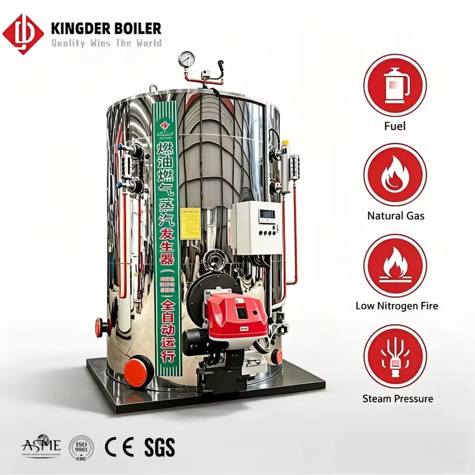 Industry Automatic Vertical Fire Tube Low Pressure Gas and Oil Fired 0.3ton 0.5ton 0.7ton 1ton 1.5ton 2ton Steam Generator