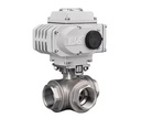 Electric Three-Way Threaded Stainless Steel Ball Valve High Temperature PTFE Sealing 1000WOG Pressure Rating 3/4" Model