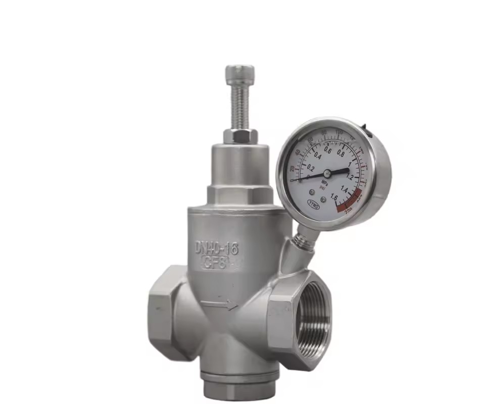 Stainless Steel 304/316 Manual Pressure Reducing Valve Integrated Pressure Gauge Accurate Control Low Temperature Water Oil Gas