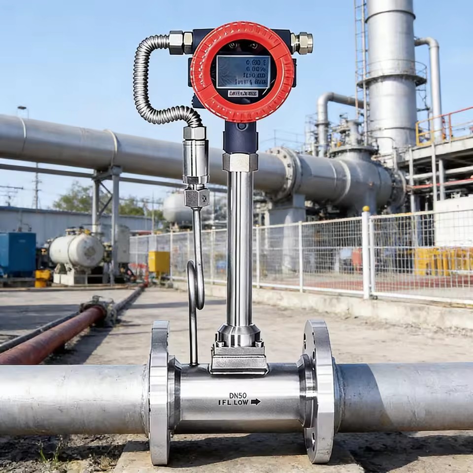 Fast Response Digital LCD Display Self Diagnostic Thermal Oil Natural Gas Hart or Rs485 vortex Flow Meter