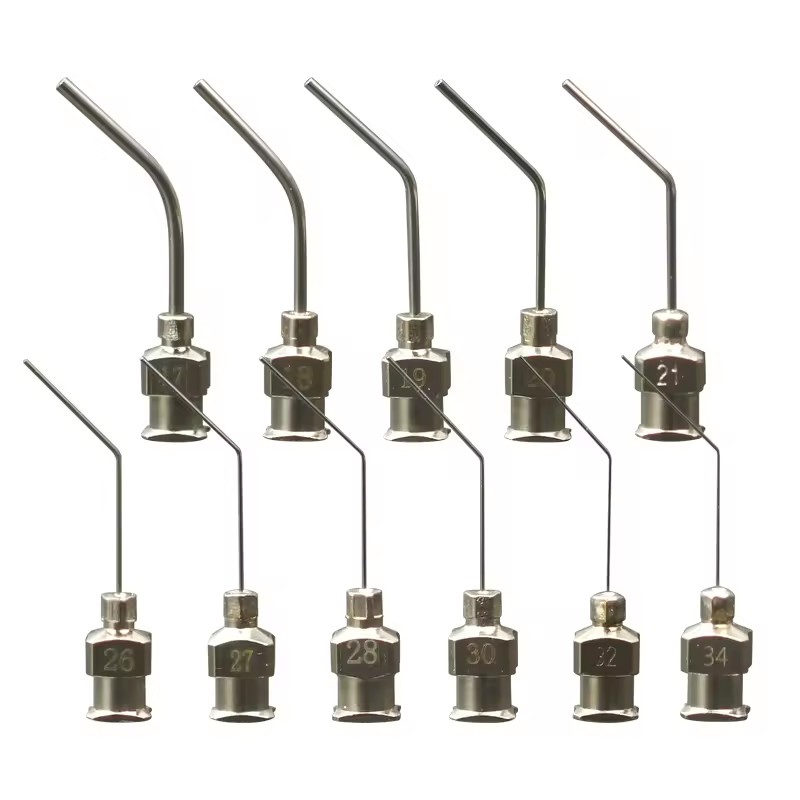 C 1 Inch 45 Degree Elbow Needle Metal Stainless Steel Blunt Needle Dispenser Syringe Needle