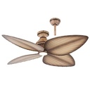 52 Inch Outdoor Energy Saving Reversible DC Motor Flush Low Profile Island Tropical Palm Frond Leaf Tan Blades Ceiling Fan