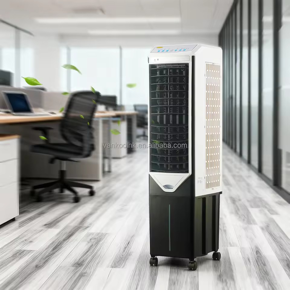 Portable Energy Saving Evaporative Air Cooler Fan with Remote Control 3-Speed Timer Plastic Electric for Office & Garage
