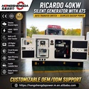 Open Type 40kVA 32KW 30KWRicardo Diesel Generator 3 Phase 380V/480V Auto Start Silent Industrial Standby ATS Power Genset CE ISO