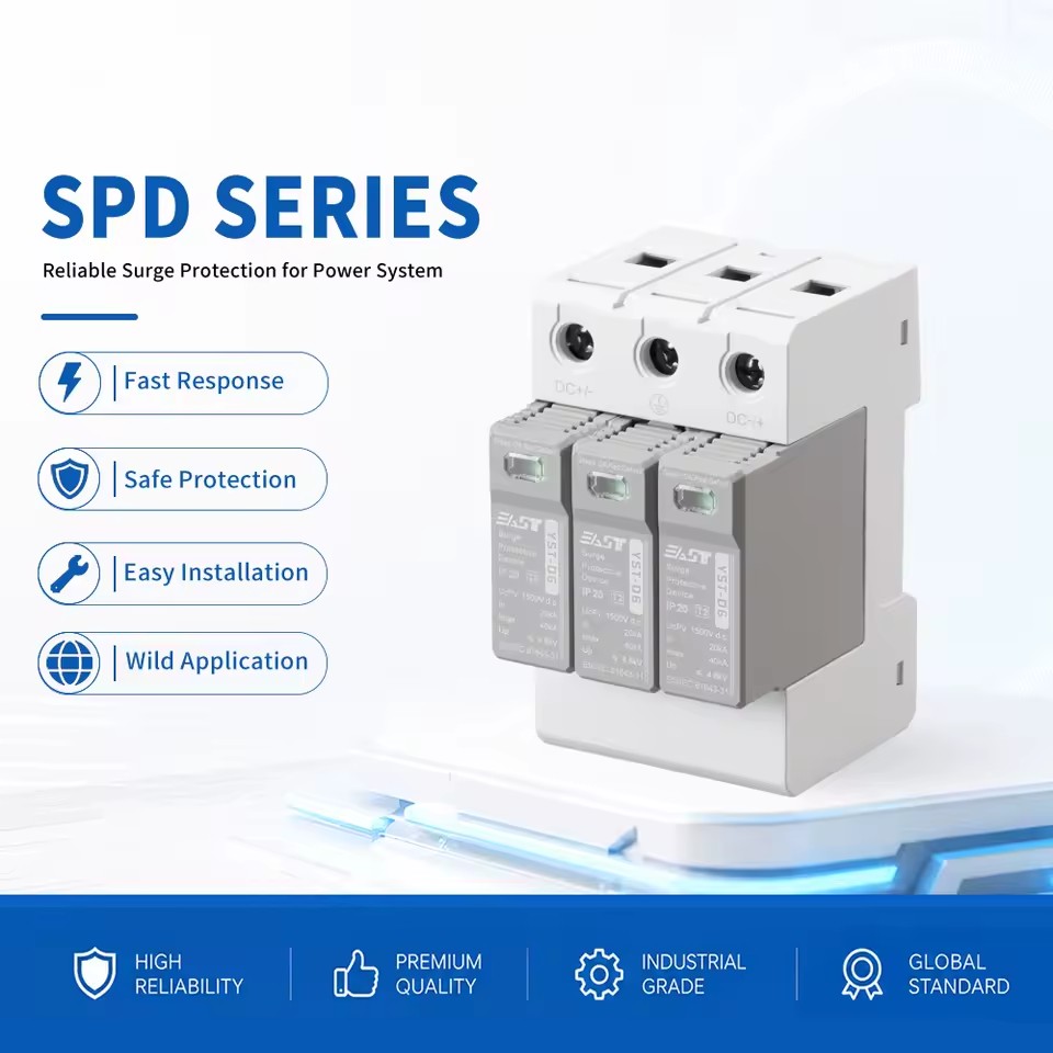3P DC 1500V 20kA/40kA T2 SPD Surge Protective Device, Copper Plastic for Solar PV Lightning Protection, YST-D6
