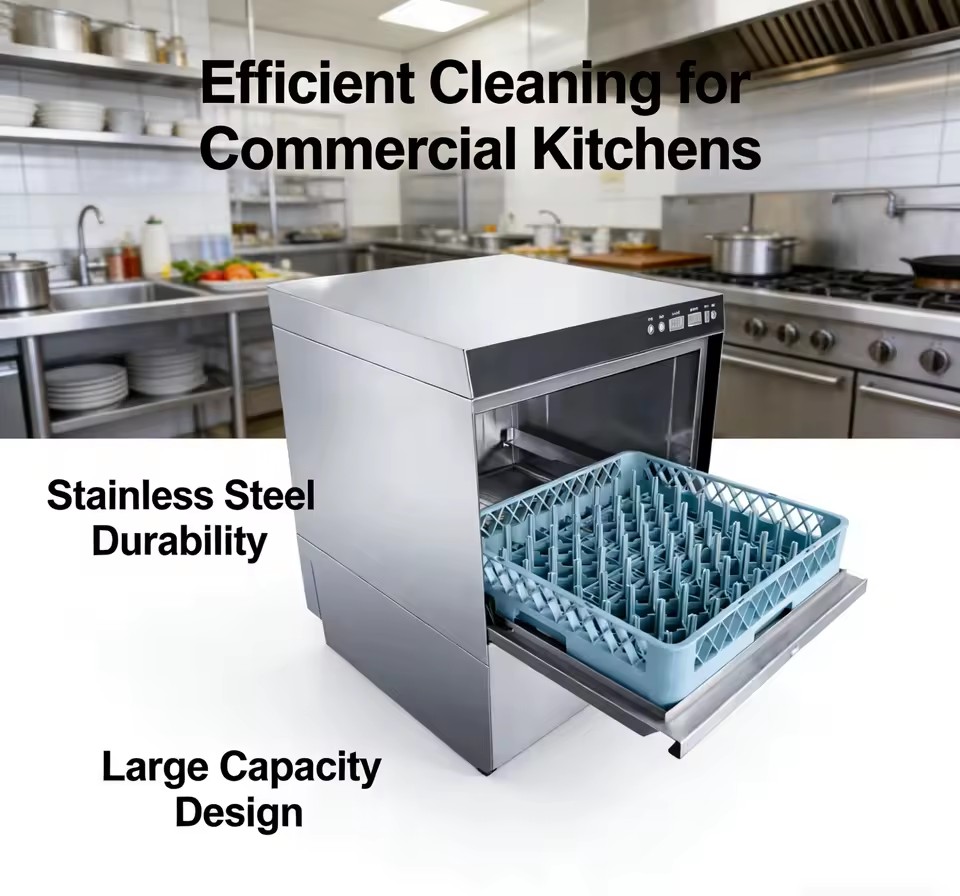 Stable Power Commercial Counter Dishwasher 304 Stainless Steel 40 Baskets/Hour 3000-5000W 1 Year Warranty for Kitchen