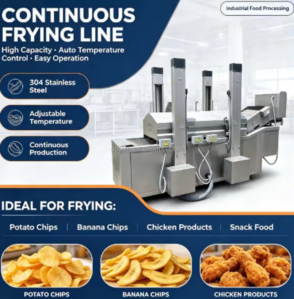 Automatic Electric Gas Lpg Diesel Custom Capacity Continuous Fryer for Fried Food Processing Line