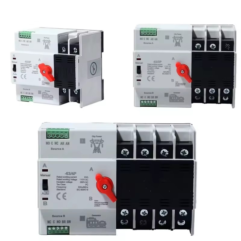 Plc Mini Dual Power Automatic TransSuitable forr Switch Grid to Alternator 2/3/4P 63A 110V Bulk Supply