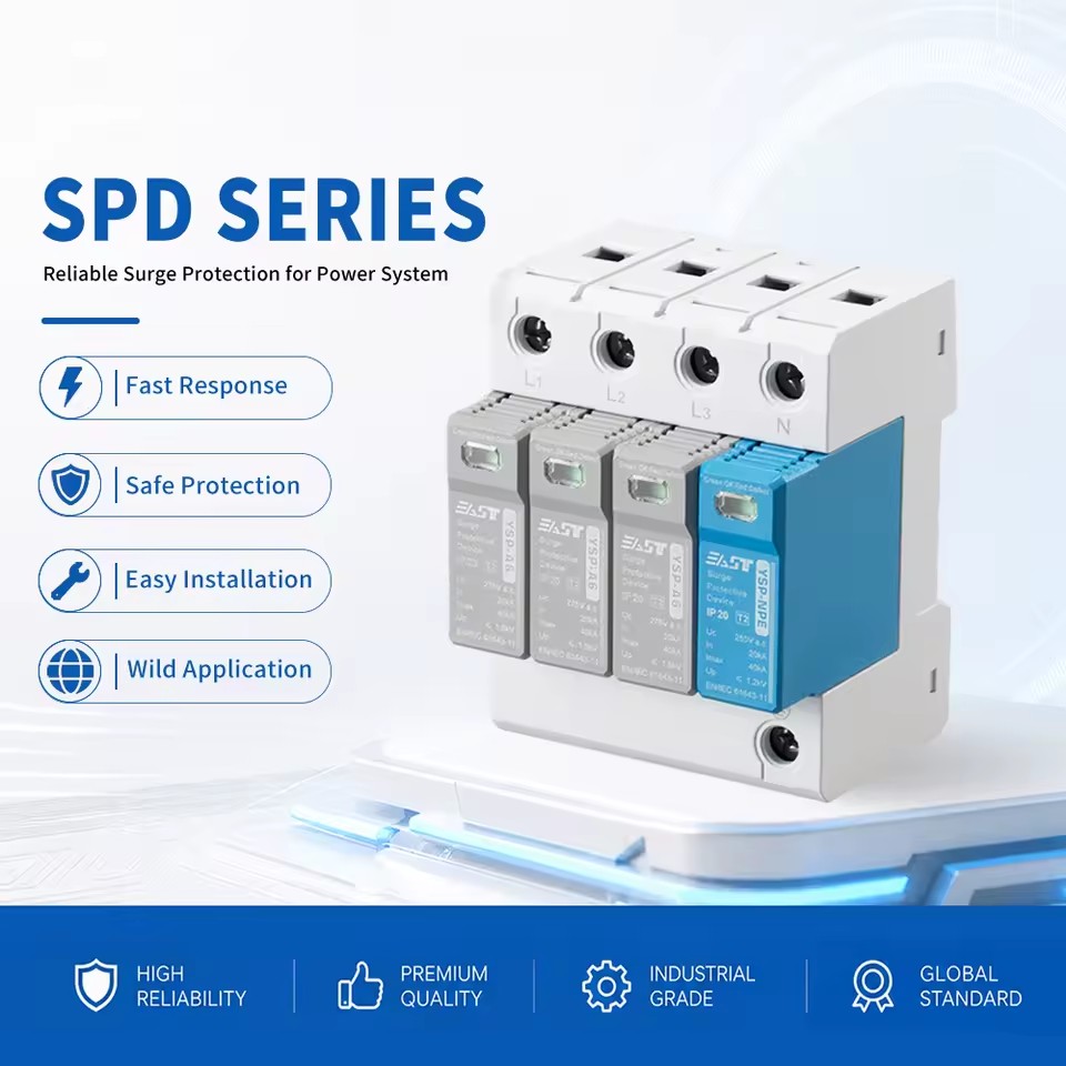 4P 275V AC SPD 20kA/40kA T2 Surge Protective Device, Copper Plastic for AC Power Lightning Protection, YSP-NPE