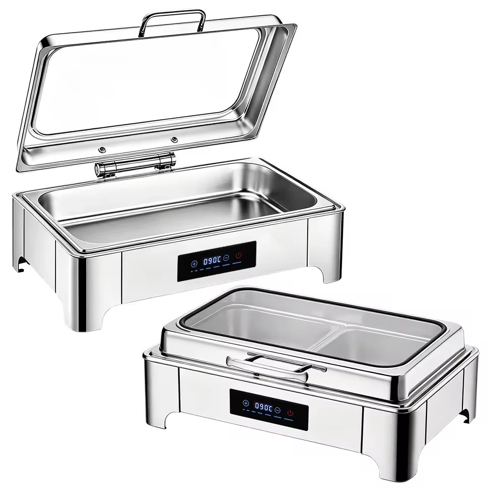 9L RectangleCommercial Electric Food Warmer Stainless Steel Buffet Chafing Dish with Touch Control for Catering Banquet AndHotel