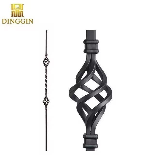 Satin Black Wrought Iron Stair Balusters 44inch Height 1/2inch Spindle Iron Balusters