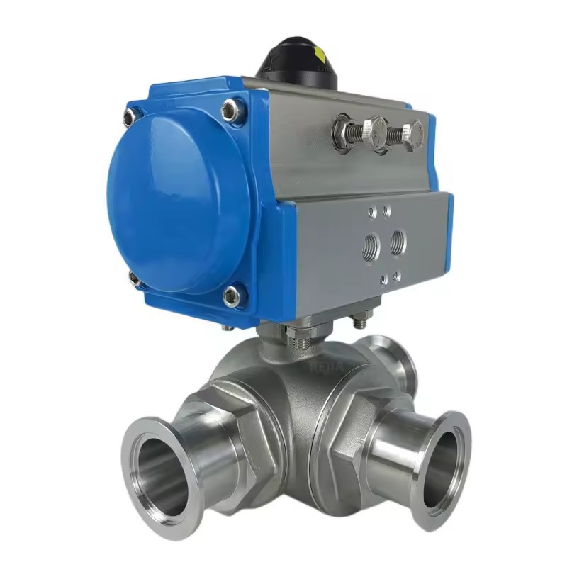 Pneumatic vacuum Three-way Ball Valve stainless steel ball valve