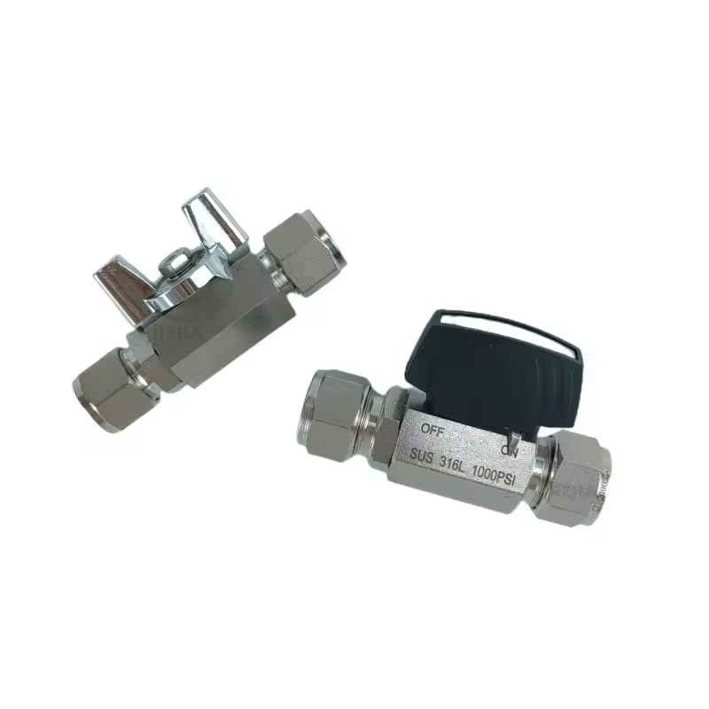 316 Female Gas Instrument Compression Fittings Double Union Ball Valve DN8-DN20 Flanged Medium Temperature