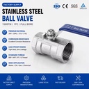 304/316L Stainless Steel Ball Valve 1000 WOG 1 Inch Threaded Full Port Water Oil Gas