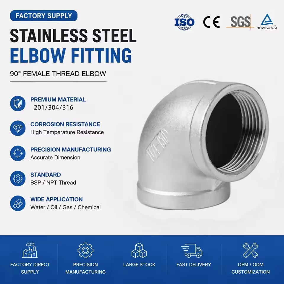 Wholesale Price Stainless Steel 201 304 Female Pipe Fitting 90 Degrees Elbow