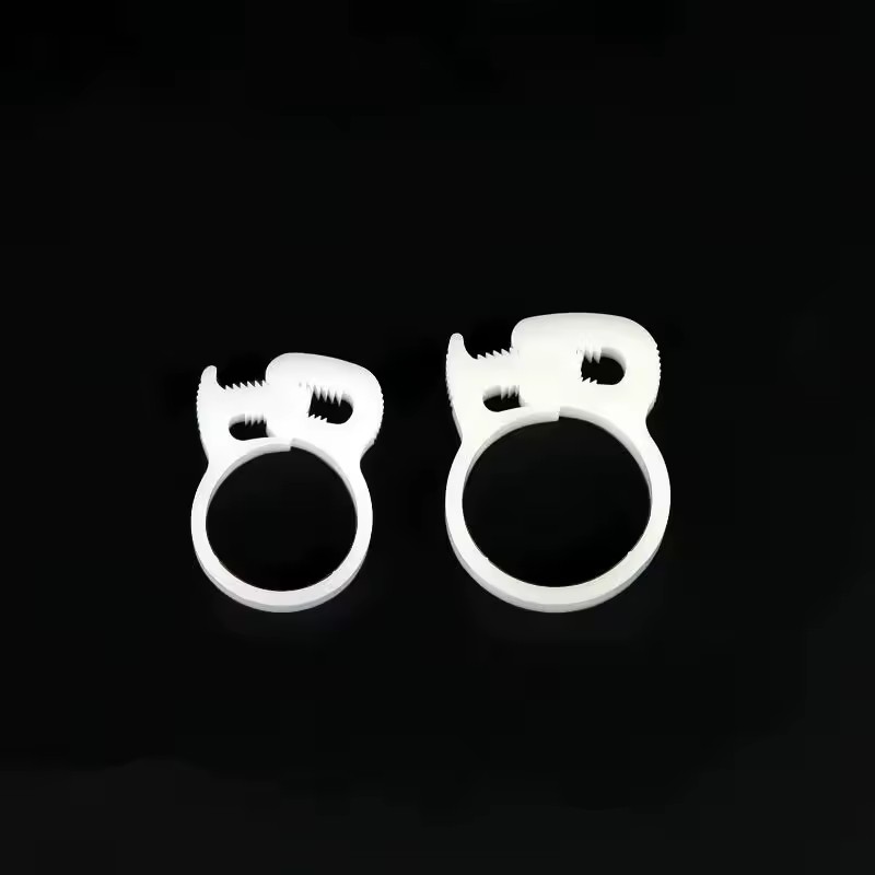 White PVC Ratchet Type Pipe Tubing Clip Plastic Clamps for Cutting Service