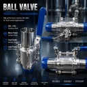 SS316L 3 Pieces High Purity Extended Butt Welding Sanitary Ball Valve
