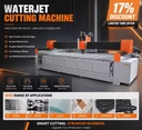 Automatic CNC Waterjet Cutting Machine 2030 5 Axis Water Jet Cutter with 45 Degree Angle Cutting Head