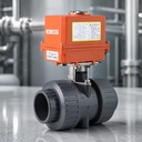 RDNT-002 DN40 PTFE Body 2-way Proportional Electric Water Control Flow Actuator Ball Valve OEM