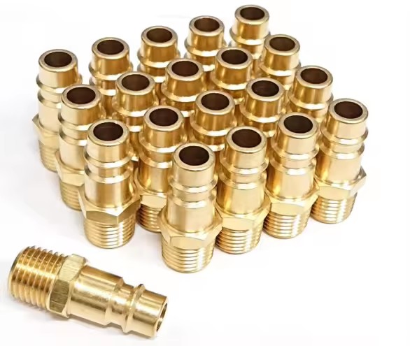 Pro High Flow Coupler and Plug Kit V-Style 1/4 in NPT Solid Brass Quick Connect Air Fittings Set