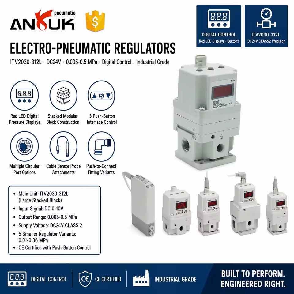 ANRUK 24V Electro-Pneumatic Regulator ITV1030-312N ITV2030-31F ITV2090-212L for Pneumatic Lines