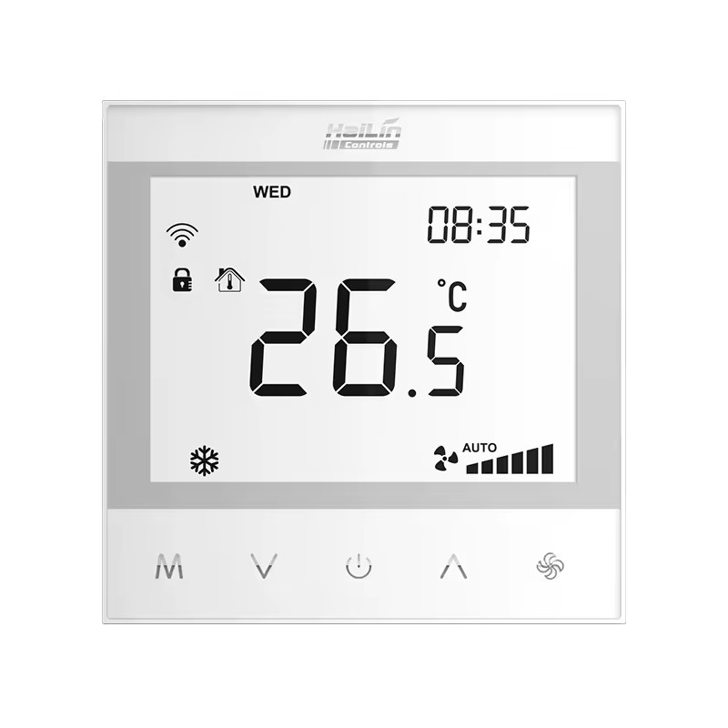 LoRa Thermostat for 2-Pipe FCU With Touch Key 220V AC for Air Conditioning External Sensor BMS Thermostat HL7031
