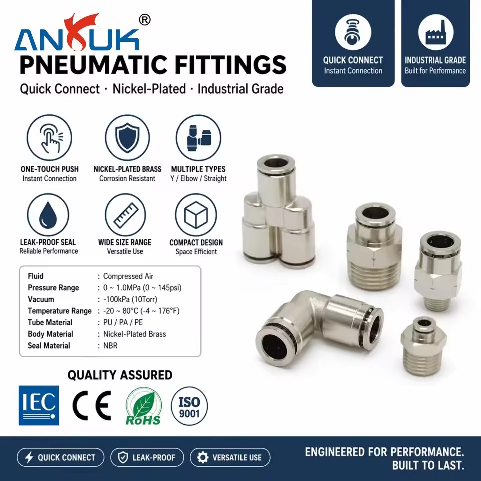 Premium ANRUK NPT Brass Pneumatic Hose Fitting 1/4 1/2 Inch Coupler for Compressed Air Systems & Equipment 1 Year Warranty