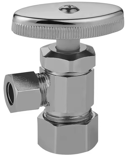 Lead Free Multi-turn Angle Stop Valve Compression Flare Handle Chrome Plated Brass Angle Stop Valve for Water Pipe Faucet