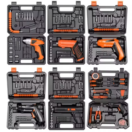 Multifunctional Rechargeable Electric Screwdriver Set with LED Light - Portable Cordless Hand Tool for DIY