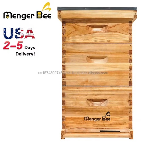 New Free Shipping American Factory Langstroth Beehive 10 Frame Deep Super Fir Wood with Queen Excluder and Dovetail Joint